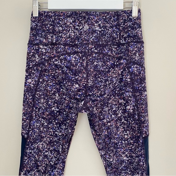 Athleta Rainier Printed Mesh Tight
Leggings Small Sandstone Navy Blue Purple S - Picture 13 of 15